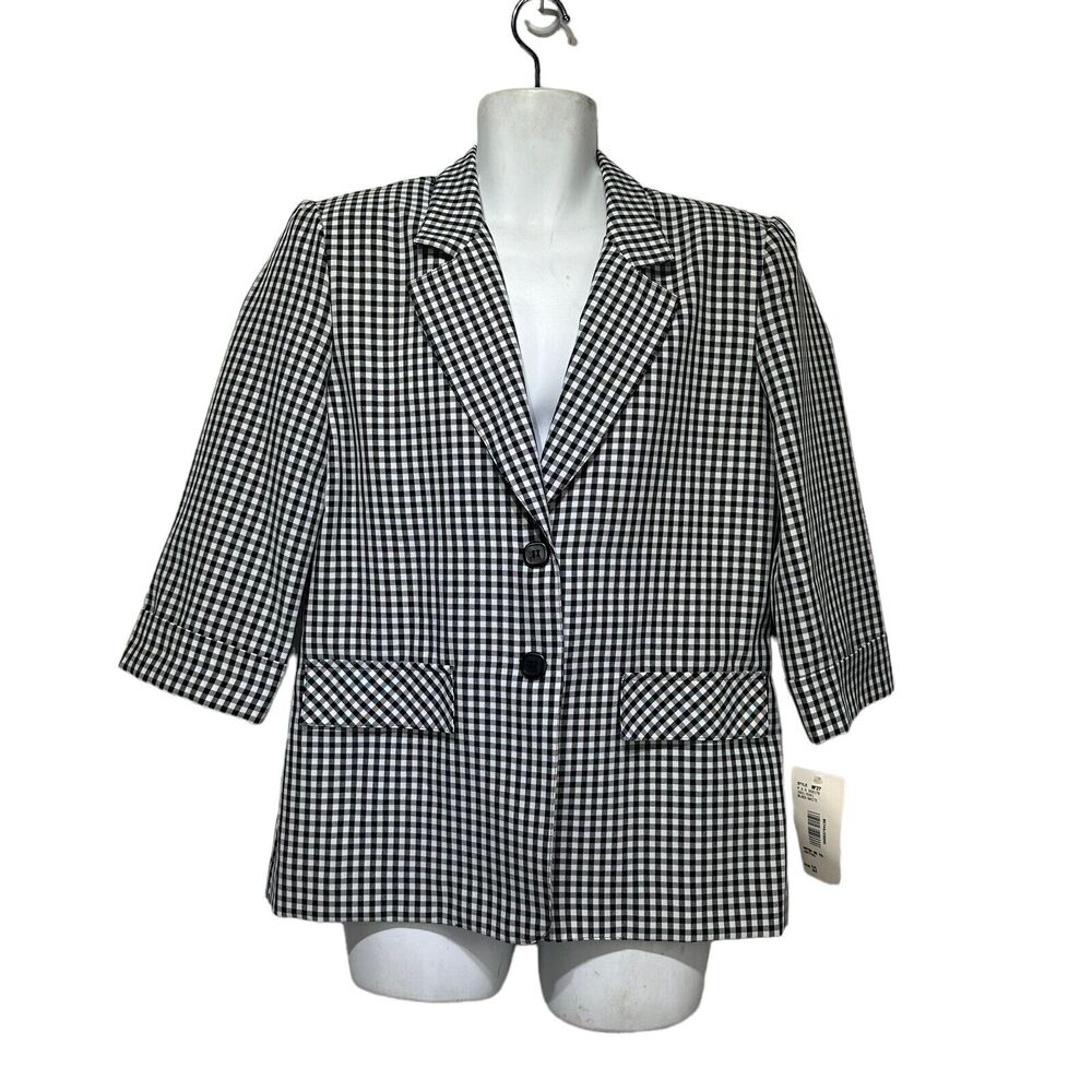 vintage nikki USA gingham plaid rockabilly button front blazer Size 10